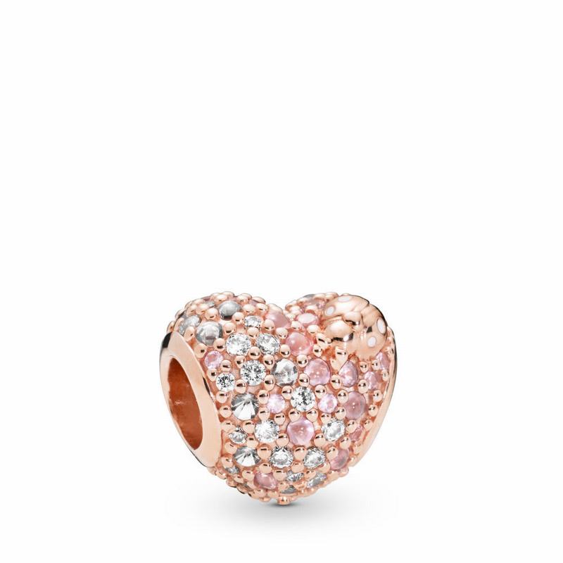 Pandora Gleaming Ladybird Heart Charm - Pandora Rose/Enamel/Pink/Mixed Stones - Canada | HS8226RL